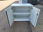 Double Door Office Cupboard - Desk Height Storage Lockable White Cabinet - Image 2