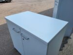 Double Door Office Cupboard - Desk Height Storage Lockable White Cabinet - Image 3