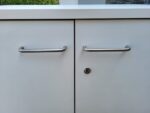 Double Door Office Cupboard - Desk Height Storage Lockable White Cabinet - Image 4