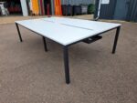 4 Person Bench Desk, Workstation Bank | White Top and Black Frame - 240cm - Image 3