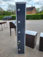 Elite Grey Metal Locker - 5 Doors Lockable Storage Unit - Office / Staff / Gym