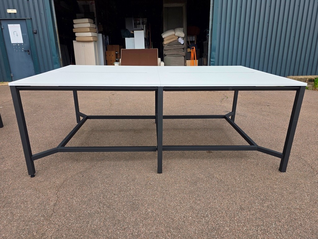 57-150 4 Person Collaboration Table, Standing Meeting / Project Station | White - 240cm - Image 1