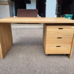 Light Wood Office Desk with Matching 3 Drawer Mobile Pedestal - 140cm