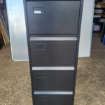 Office Black Filing Cabinet |  4 Drawer Steel Storage Lockable Unit - 132cm Tall