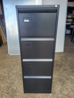 Office Black Filing Cabinet |  4 Drawer Steel Storage Lockable Unit - 132cm Tall