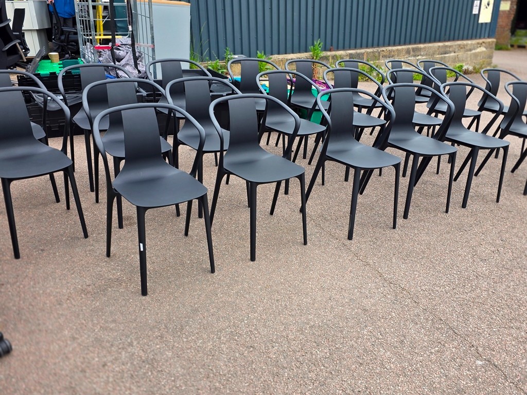 57-170 Vitra Belleville Chairs | Black Stackable Sophisticated Meeting Seat - Set of 24 - Image 1