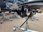 Black Swivel Office Chair with Chrome Arms and Base on Wheels - Faux Leather - Image 6