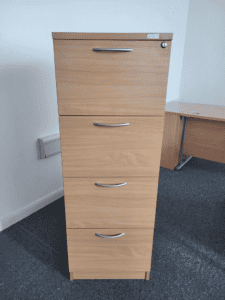 Office Lockable Filing Cabinet | 4 Drawer  Modern Wood-Effect Storage Unit