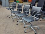 ICF Swivel Meeting Chairs | Set of 4 | Genuine Leather, Chrome Base on Castors