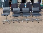 ICF Swivel Meeting Chairs | Set of 4 | Genuine Leather, Chrome Base on Castors - Image 2