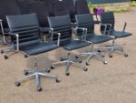 ICF Swivel Meeting Chairs | Set of 4 | Genuine Leather, Chrome Base on Castors - Image 3