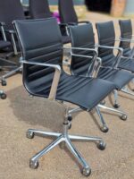 ICF Swivel Meeting Chairs | Set of 4 | Genuine Leather, Chrome Base on Castors - Image 8