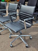 ICF Swivel Meeting Chairs | Set of 4 | Genuine Leather, Chrome Base on Castors - Image 9