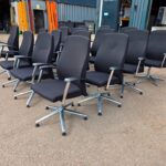 Swivel Office Chairs Set of 16 | Aluminium Base with Armrests and High Back