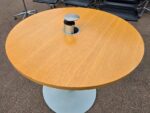 Office Round Meeting Table | Oak Effect Top with Grey Steel Pedestal Base - Image 2
