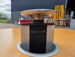 Office Round Meeting Table | Oak Effect Top with Grey Steel Pedestal Base - Image 4