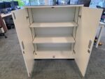 White Office Storage Cupboard | 2 Door Lockable Cabinet with Glass Top - 120cm - Image 6