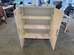 White Office Storage Cupboard | 2 Door Lockable Cabinet with Glass Top - 120cm - Image 8