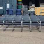 Cantilever Meeting Chairs | Black Upholstered Seat + Chrome Frame - Set of 22