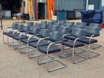 Cantilever Meeting Chairs | Black Upholstered Seat + Chrome Frame - Set of 22 - Image 2