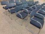 Cantilever Meeting Chairs | Black Upholstered Seat + Chrome Frame - Set of 22 - Image 5