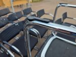 Cantilever Meeting Chairs | Black Upholstered Seat + Chrome Frame - Set of 22 - Image 9