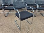 Cantilever Meeting Chairs | Black Upholstered Seat + Chrome Frame - Set of 22 - Image 12