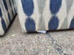 Upholstered Cube Pouffe Ottomans | Blue Patterned Footstools - Set of 2 - Image 12