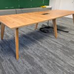 Large Meeting Office Table | Oak-Effect Top | Integrated Power Module - 300cm
