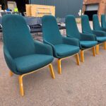 High Back Accent Chairs | Teal Fabric | Lounge / Reception Seating -  Set of 6