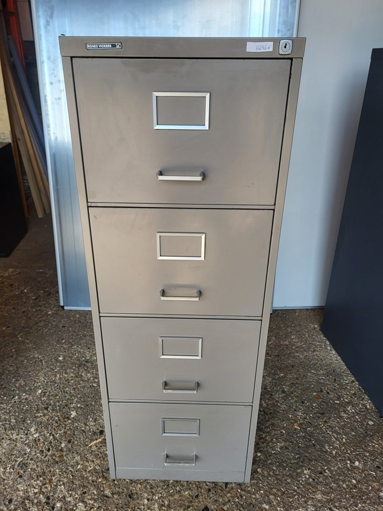 57-4 Roneo Vickers 4 Drawer Filing Cabinet | Grey Metal Office Storage - 132cm - Image 1