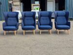 Fritz Hansen Ro Luxury Lounge Chairs | Navy Blue | by Jaime Hayon - Set of 4