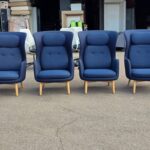 Fritz Hansen Ro Luxury Lounge Chairs | Navy Blue | by Jaime Hayon - Set of 4