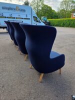 Fritz Hansen Ro Luxury Lounge Chairs | Navy Blue | by Jaime Hayon - Set of 4 - Image 4