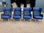 Fritz Hansen Ro Luxury Lounge Chairs | Navy Blue | by Jaime Hayon - Set of 4 - Image 7