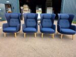 Fritz Hansen Ro Luxury Lounge Chairs | Navy Blue | by Jaime Hayon - Set of 4 - Image 8