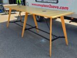 Office Collaboration Table | Oak-Effect Top | Cable Ports | Black Frame - 320cm