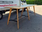 Office Collaboration Table | Oak-Effect Top | Cable Ports | Black Frame - 320cm - Image 2