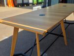 Office Collaboration Table | Oak-Effect Top | Cable Ports | Black Frame - 320cm - Image 4