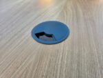 Office Collaboration Table | Oak-Effect Top | Cable Ports | Black Frame - 320cm - Image 9