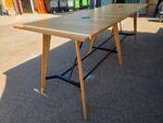 Office Collaboration Table | Oak-Effect Top | Cable Ports | Black Frame - 320cm - Image 11