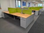 4 Person Bench Desk, Workstation Bank | Screens + 4 Integrated Pedestals - 160cm