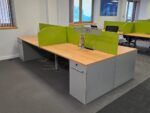4 Person Bench Desk, Workstation Bank | Screens + 4 Integrated Pedestals - 160cm - Image 5