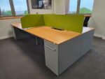 4 Person Bench Desk, Workstation Bank | Screens + 4 Integrated Pedestals - 160cm - Image 8
