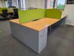 4 Person Bench Desk, Workstation Bank | Screens + 4 Integrated Pedestals - 160cm - Image 10