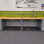 2 Person Office Desk | Side-by-Side w/ Screens and 2 Fixed Pedestals - 160cm