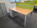 Haworth Single Workstation Desk | Green Screen and Steel Pedestal - 160cm - Image 2