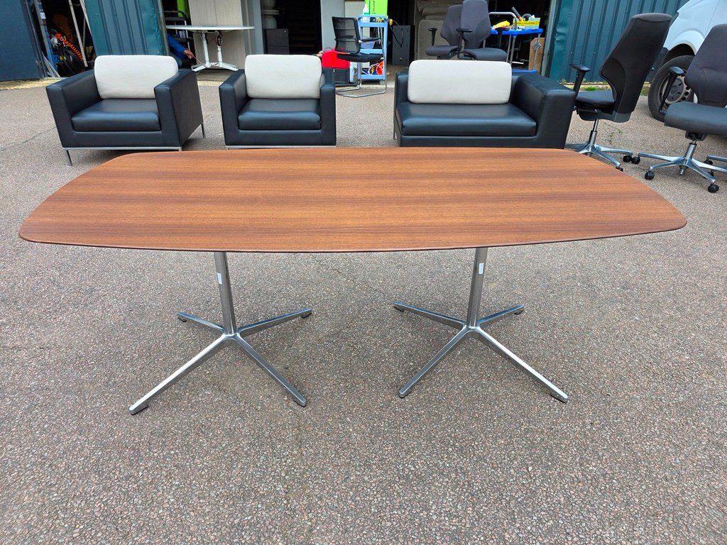 Buy Online Used Office Furniture Online - Walnut Office Used Meeting Table – Chrome and Aluminium Pedestal Base by My Used Furniture