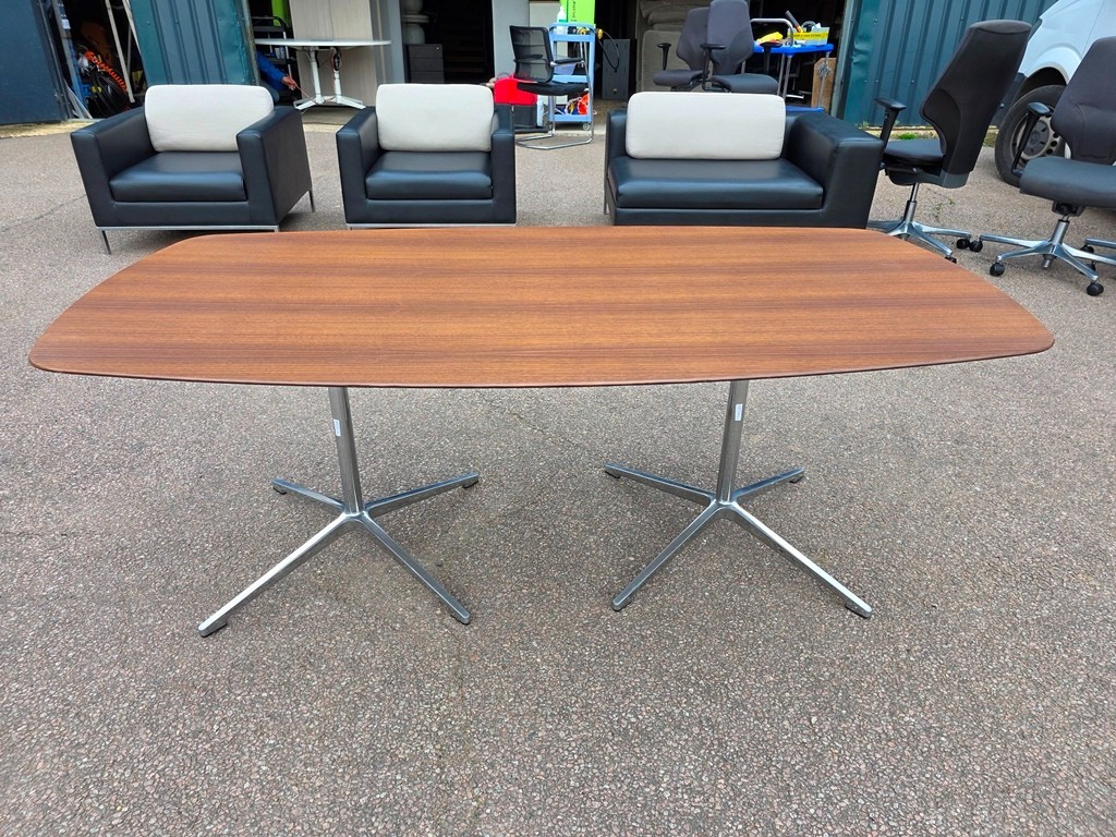 Buy Online Used Office Furniture Online - Walnut Office Used Meeting Table – Chrome and Aluminium Pedestal Base by My Used Furniture