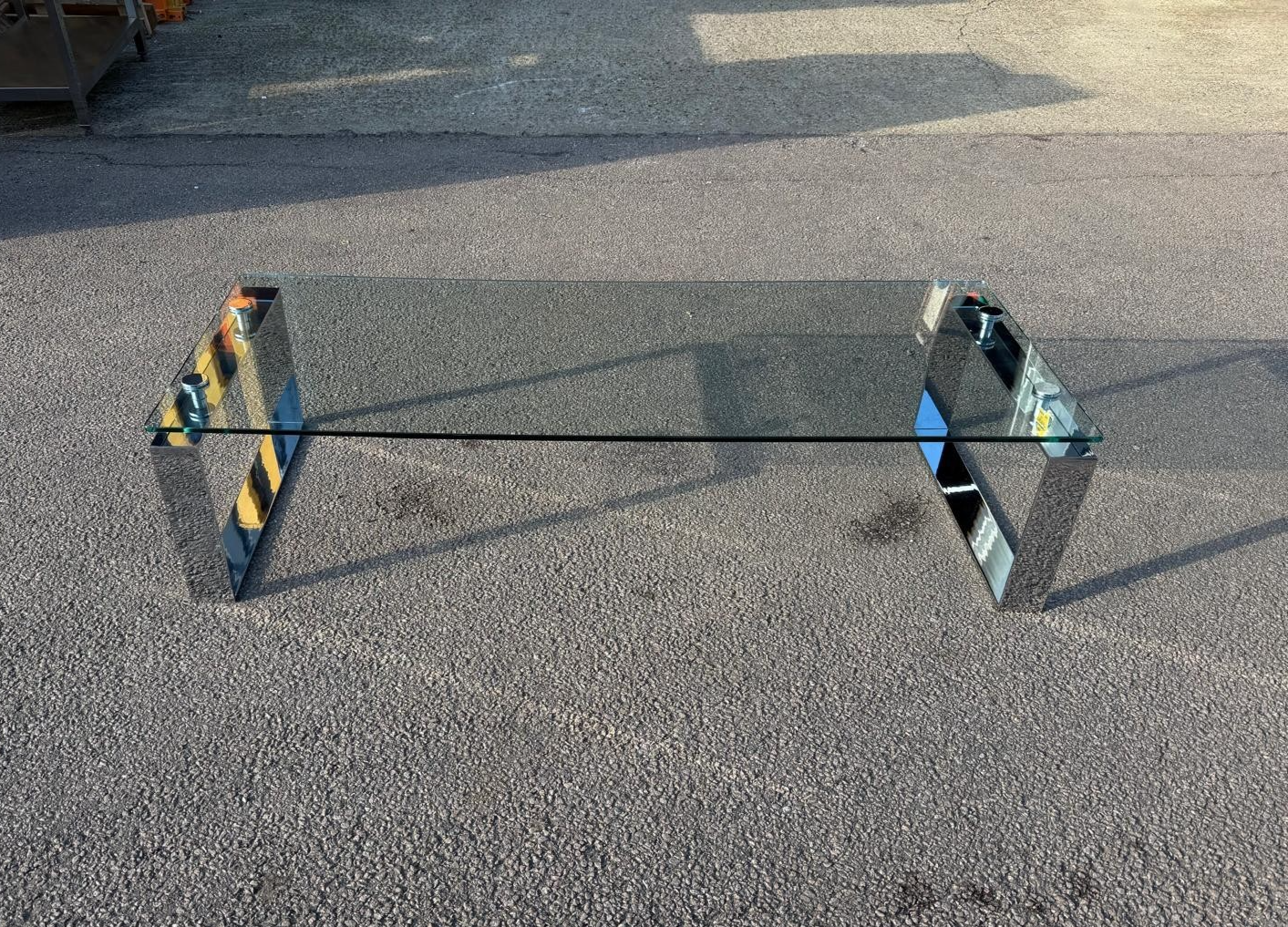 Glass Coffee Table Clear Top and Chrome Legs Modern Used Reception Furniture by My Used Furniture